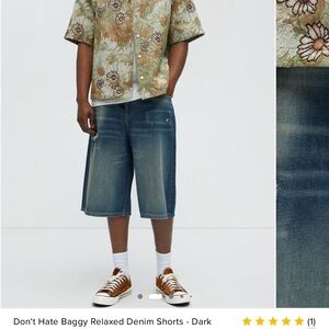 Baggy Relaxed Denim Shorts - Dark Blue